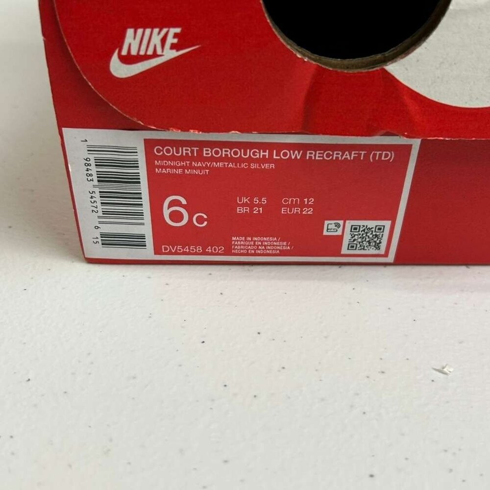 Nike Court Borough Low Recraft TD Kids Size 6C White Signal Blue Shoes - Picture 13 of 13